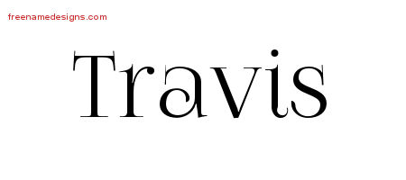 Travis Vintage Name Tattoo Designs