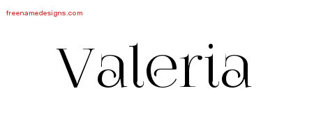 Valeria Vintage Name Tattoo Designs