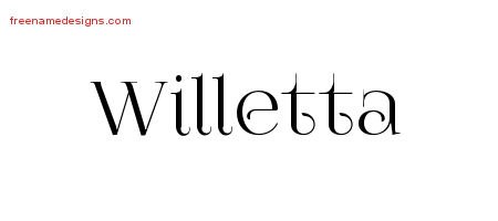 Willetta Vintage Name Tattoo Designs