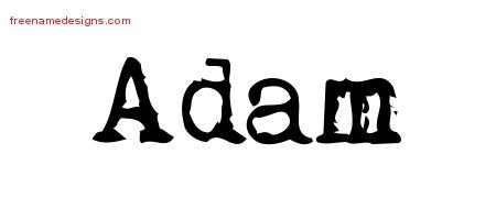 Adam Vintage Writer Name Tattoo Designs
