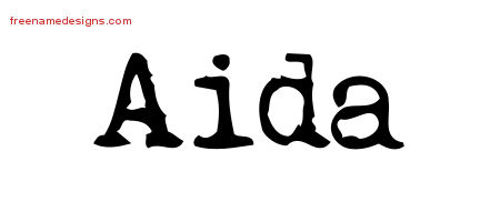 Aida Vintage Writer Name Tattoo Designs