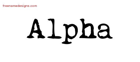 Alpha Vintage Writer Name Tattoo Designs