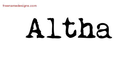 Altha Vintage Writer Name Tattoo Designs