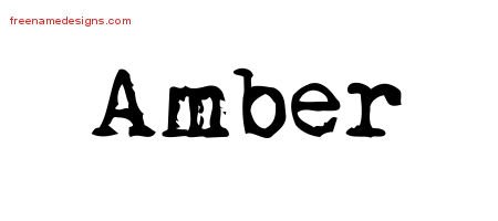 Amber Vintage Writer Name Tattoo Designs