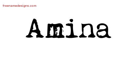 Amina Vintage Writer Name Tattoo Designs