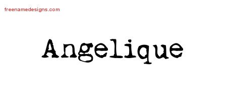 Angelique Vintage Writer Name Tattoo Designs
