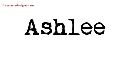 Ashlee Vintage Writer Name Tattoo Designs