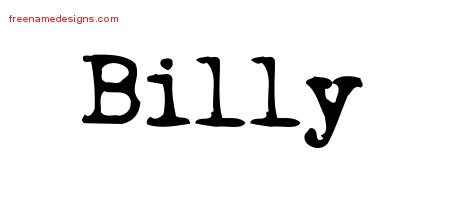 Billy Vintage Writer Name Tattoo Designs