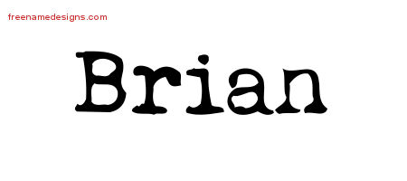 Brian Vintage Writer Name Tattoo Designs