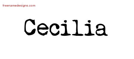 Cecilia Vintage Writer Name Tattoo Designs
