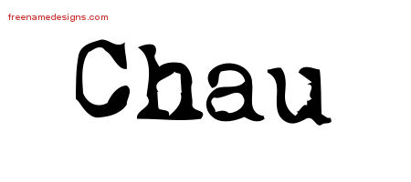 Chau Vintage Writer Name Tattoo Designs