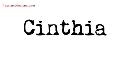Cinthia Vintage Writer Name Tattoo Designs