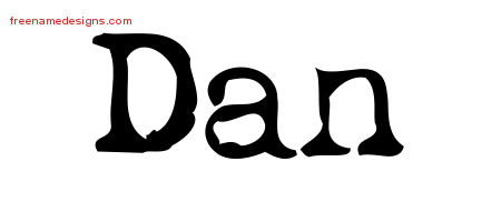 Dan Vintage Writer Name Tattoo Designs
