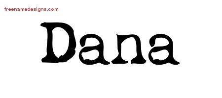 Dana Vintage Writer Name Tattoo Designs