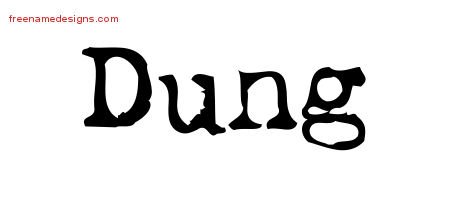 Dung Vintage Writer Name Tattoo Designs