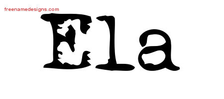 Ela Vintage Writer Name Tattoo Designs