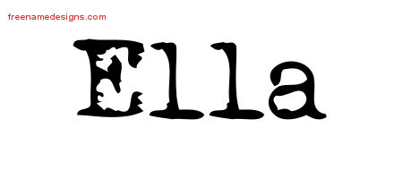 Ella Vintage Writer Name Tattoo Designs