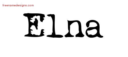 Elna Vintage Writer Name Tattoo Designs
