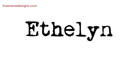 Ethelyn Vintage Writer Name Tattoo Designs