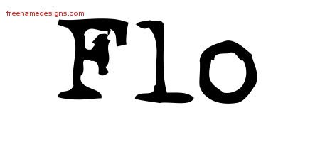 Flo Vintage Writer Name Tattoo Designs
