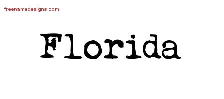 Florida Vintage Writer Name Tattoo Designs