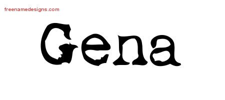 Gena Vintage Writer Name Tattoo Designs