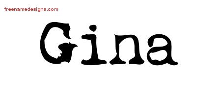 Gina Vintage Writer Name Tattoo Designs