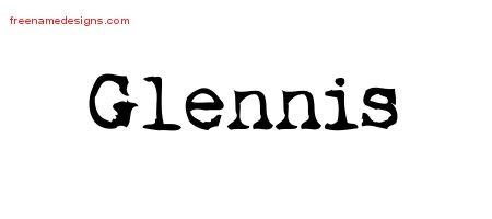 Glennis Vintage Writer Name Tattoo Designs