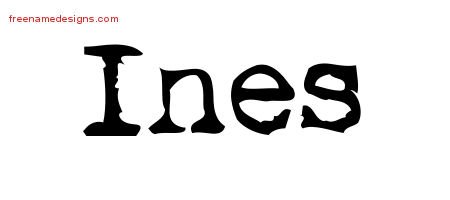 Ines Vintage Writer Name Tattoo Designs