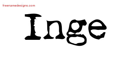 Inge Vintage Writer Name Tattoo Designs