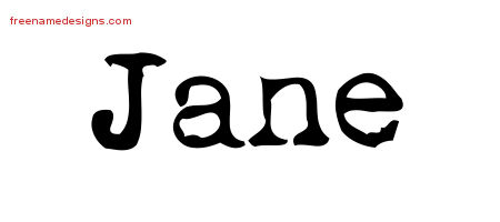 Jane Vintage Writer Name Tattoo Designs