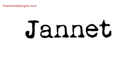 Jannet Vintage Writer Name Tattoo Designs