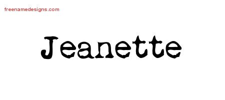 Jeanette Vintage Writer Name Tattoo Designs