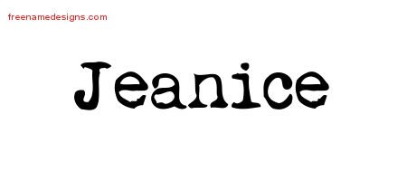 Jeanice Vintage Writer Name Tattoo Designs