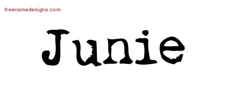 Junie Vintage Writer Name Tattoo Designs