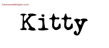 Kitty Vintage Writer Name Tattoo Designs