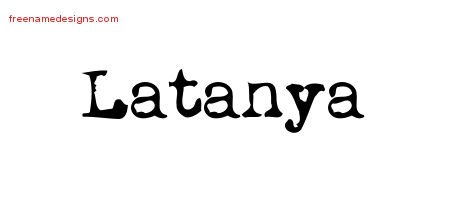 Latanya Vintage Writer Name Tattoo Designs