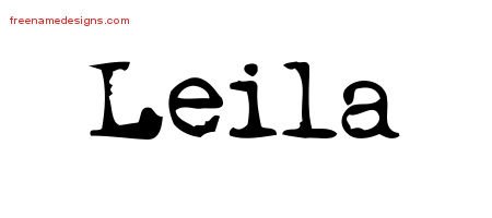 Leila Vintage Writer Name Tattoo Designs