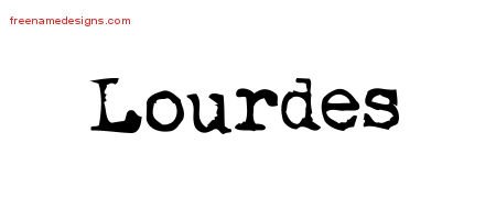 Lourdes Vintage Writer Name Tattoo Designs