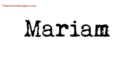 Mariam Vintage Writer Name Tattoo Designs