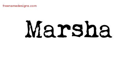 Marsha Vintage Writer Name Tattoo Designs
