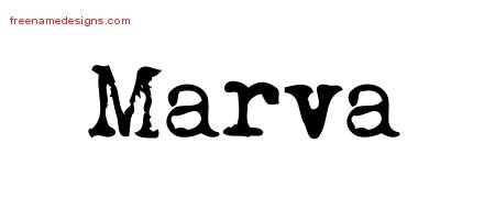 Marva Vintage Writer Name Tattoo Designs