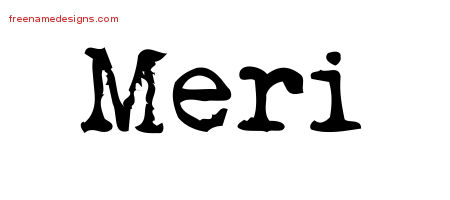 Meri Vintage Writer Name Tattoo Designs