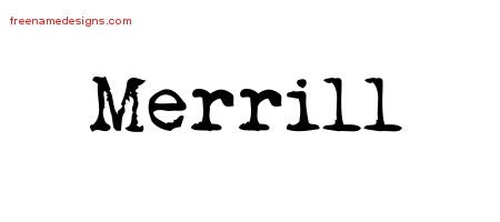 Merrill Vintage Writer Name Tattoo Designs
