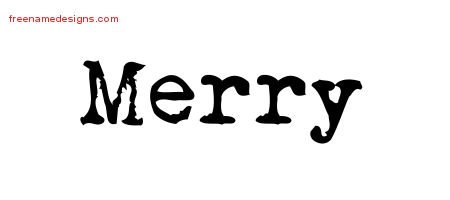 Merry Vintage Writer Name Tattoo Designs