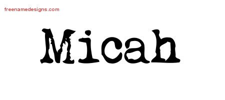 Micah Vintage Writer Name Tattoo Designs