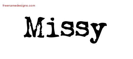 Missy Vintage Writer Name Tattoo Designs