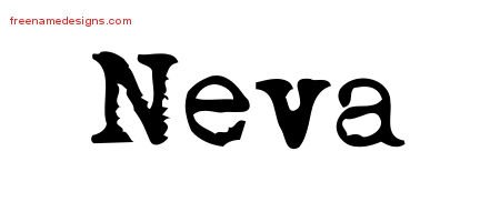 Neva Vintage Writer Name Tattoo Designs