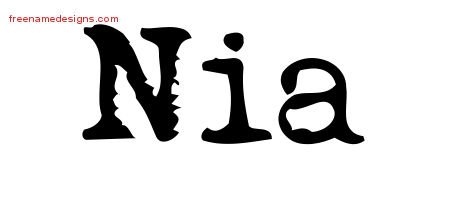 Nia Vintage Writer Name Tattoo Designs