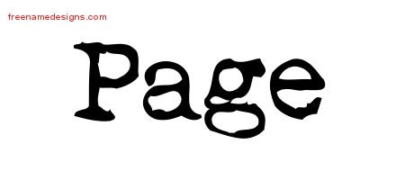 Page Vintage Writer Name Tattoo Designs